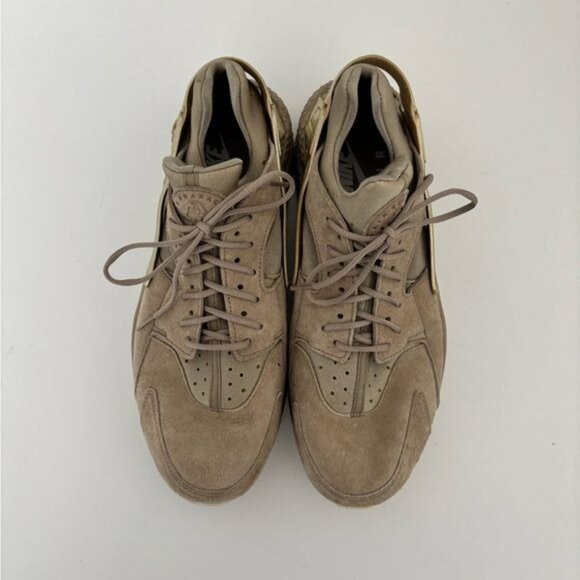 Nike Hurache Men's 10.5 Suede Mesh Taupe & Gold Festival Streetwear Athleisure - Picture 2 of 12